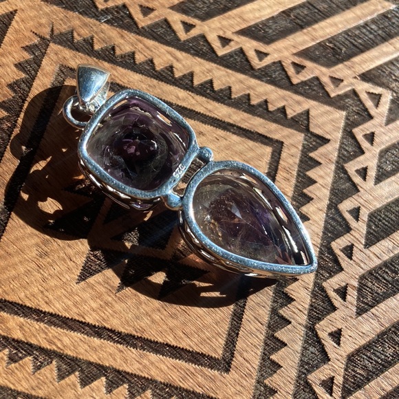 Ametrine & Amethyst 925 sterling silver pendant - Picture 7 of 10
